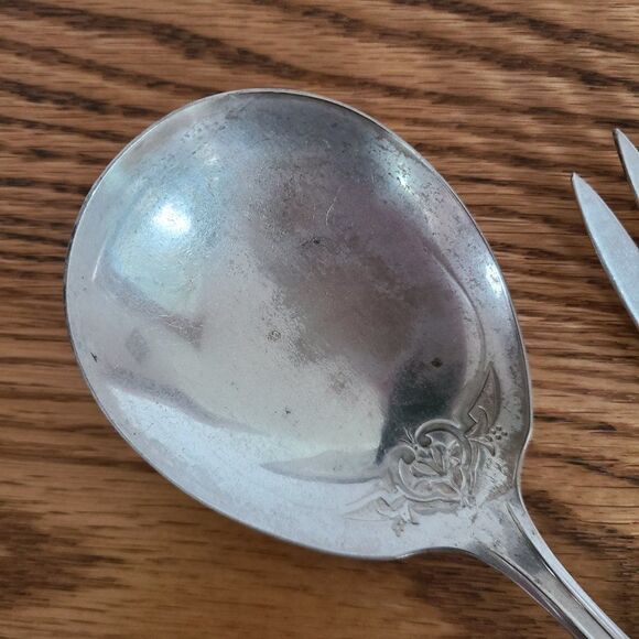 Vintage Wm. Rogers Princess Lady Doris Silver Plate Meat Fork and Serving Spoon - Picture 2 of 15